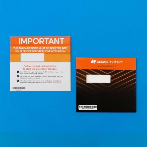 The BOOST Letter Openers are a sophisticated style of PAK including everything a customer needs to activate their new membership to the BOOST Mobile network. From instructions for activation to SIM card and SIM PIN. Everything you need is in this PAK